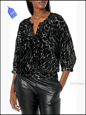 Women's 3/4 Sleeve Woven Top, Everyday Fashion, Modern Luxury